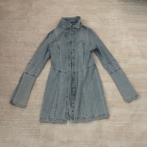 Free People Jackets & Blazers - Free People Faded Light Blue Denim Shacket